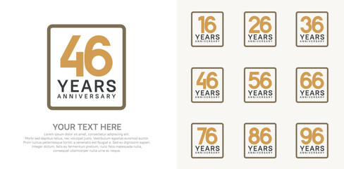 anniversary set logo style with brown color in square for company celebration moment