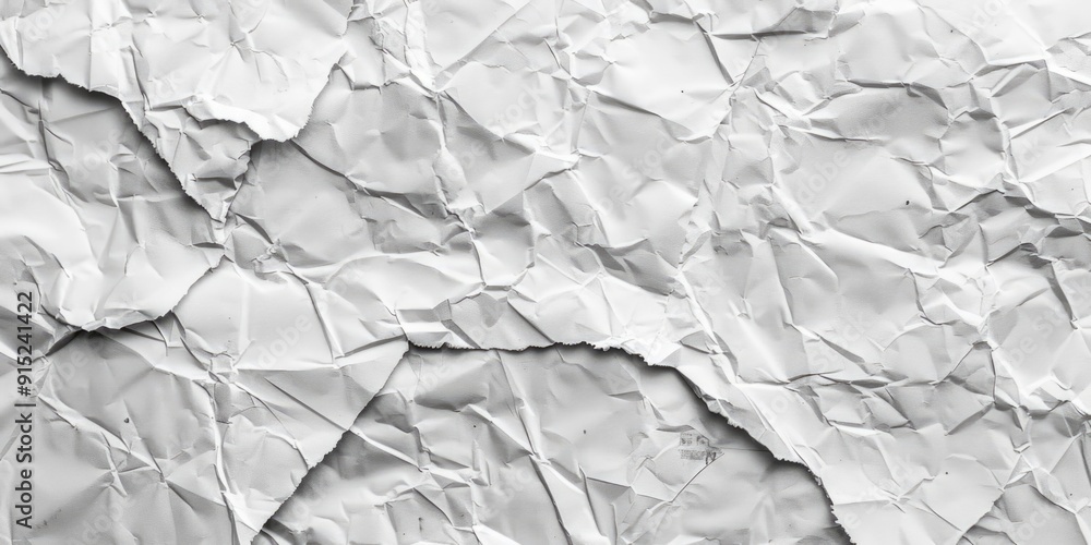 Poster a close-up view of a piece of crumpled paper with wrinkles and creases