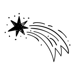 Black shooting stars hand drawn illustration, Vector doodle sketch falling stars icon.  © KY