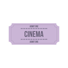 Vintage purple cinema ticket template . Admit one retro ticket. Ticket Admission Entry Event Design	