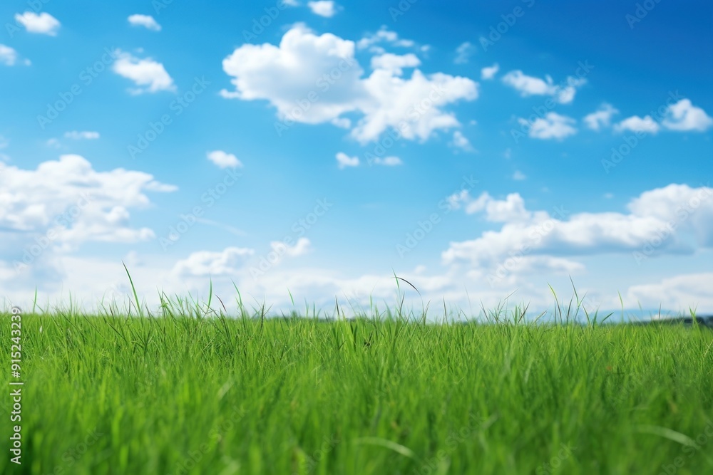 Wall mural Meadow grass sky landscape.