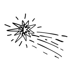 Obraz premium Black shooting stars hand drawn illustration, Vector doodle sketch falling stars icon. 