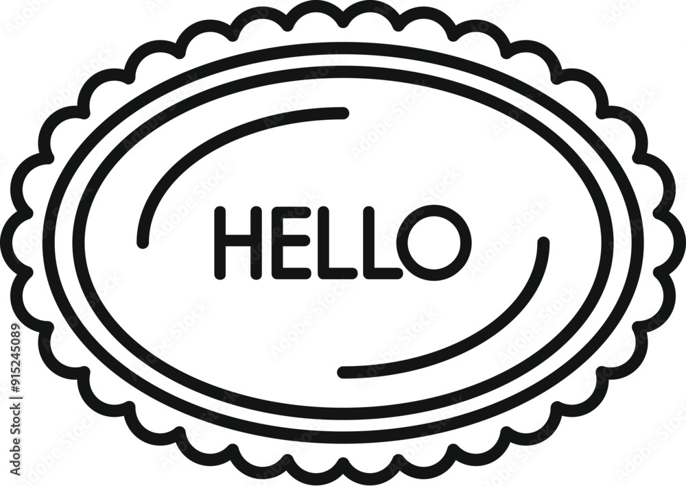 Poster black outline icon representing a sign showing a greeting message