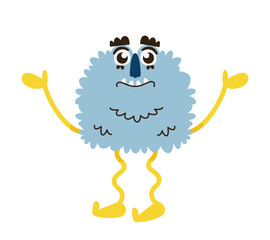 Monster waving hands. Funny Halloween character.