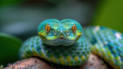 Fototapeta premium Green Pit Viper Close-Up