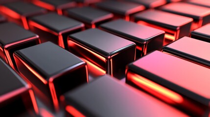 Obraz premium Abstract background of shiny metallic red and black cubes.