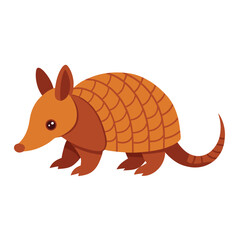a armadillo cartoon vector illustration, isolated white background 