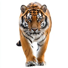 Obraz premium Striped Tiger Walking Towards the Camera