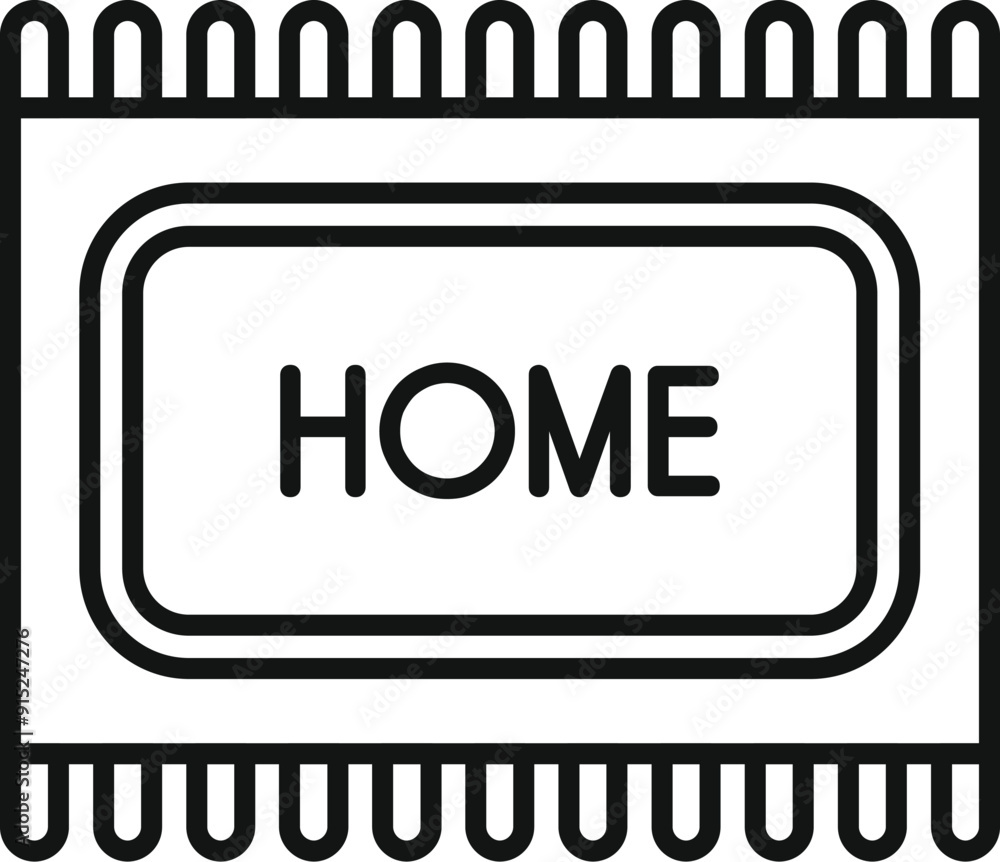 Sticker home doormat with word home welcoming guests