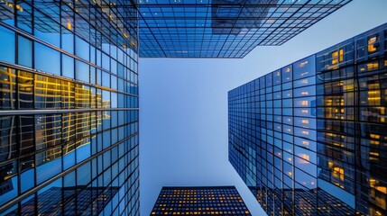 A Low Angle View of Skyscrapers in a Cityscape