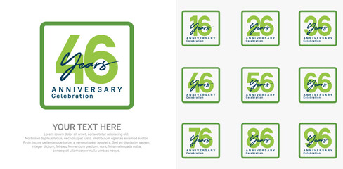 anniversary set logo style with green color in square for company celebration moment