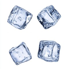 Obraz premium Four Ice Cubes Falling on White Background