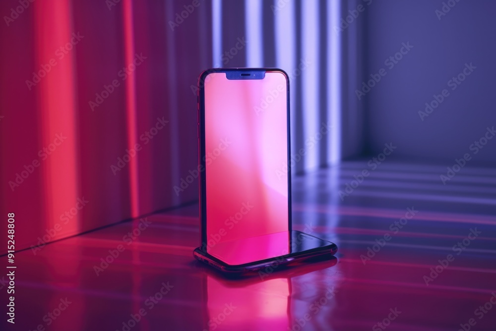 Poster a cell phone sitting on top of a table with a surface and some background