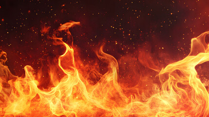 Realistic fire and flames on black wallpaper background