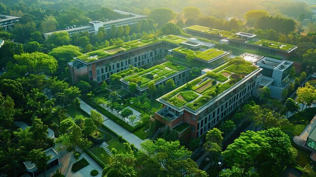 green, beautiful, downtown, asia, architecture, travel, landmark, modern, city, tourism, building, cityscape, street, view, landscape, business, rive. AI generated illustration