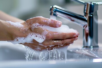 Fototapeta premium wash hand with soap and water
