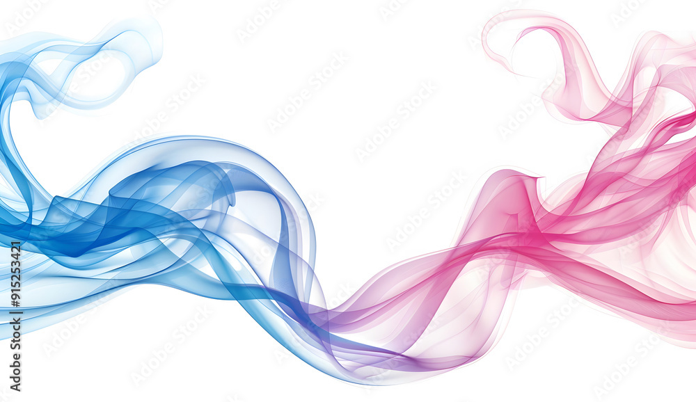 Poster lively shades of magenta and cyan spectrum wave patterns symbolizing innovation, isolated on a solid