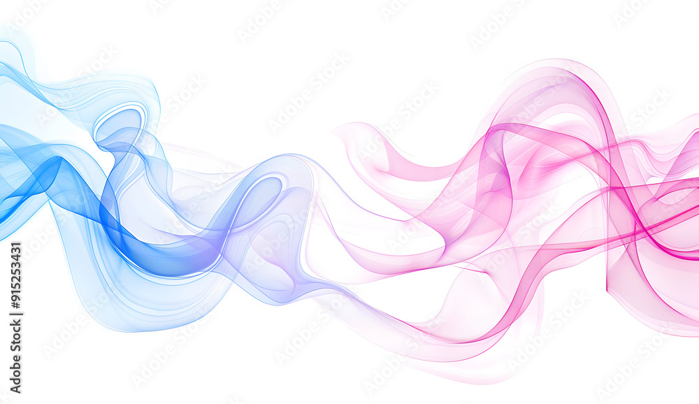Poster lively shades of magenta and cyan spectrum wave patterns symbolizing innovation, isolated on a solid