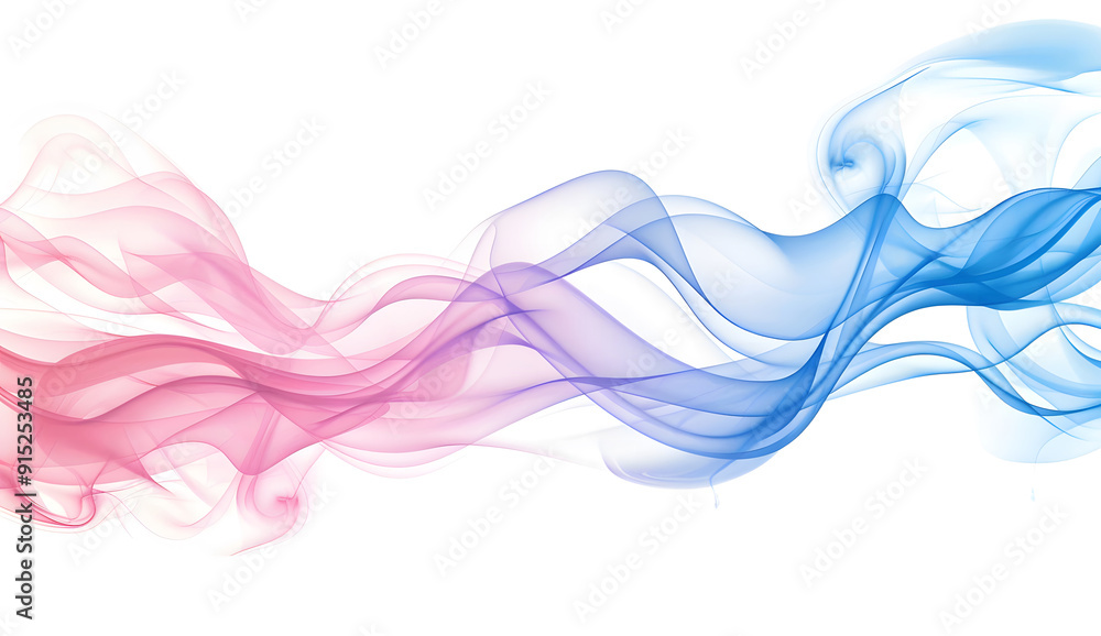 Poster lively shades of magenta and cyan spectrum wave patterns symbolizing innovation, isolated on a solid