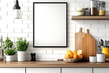 Mockup frame poster wallart kitchen