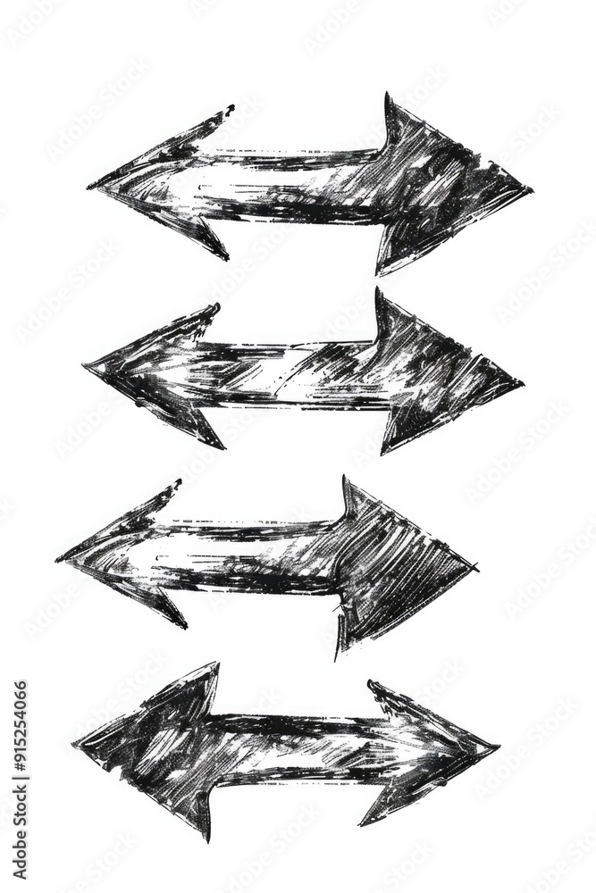 Poster Three arrows pointing in different ways, suitable for navigation and decision-making concepts