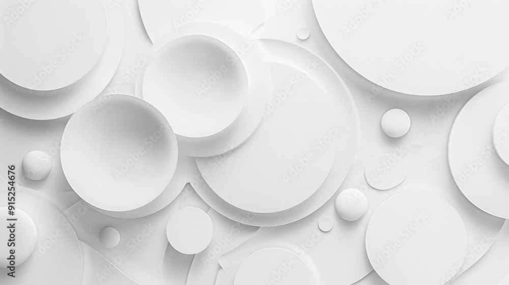 Poster a collection of white circles arranged on a white background, perfect for use in presentations or de