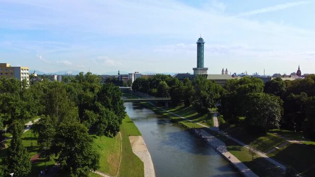 The European city of Ostrava, aerial view of the town hall