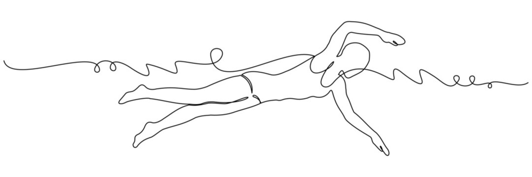 swimming line art