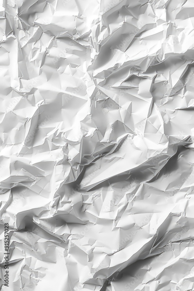 Poster a close-up view of a crumpled piece of paper with creases and folds