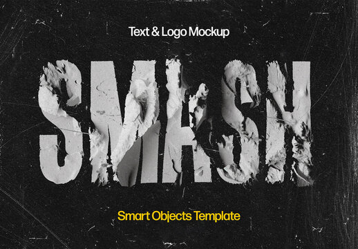 Smashed Text Effect Mockup