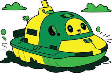 cartoon boat ⛴ in the sea