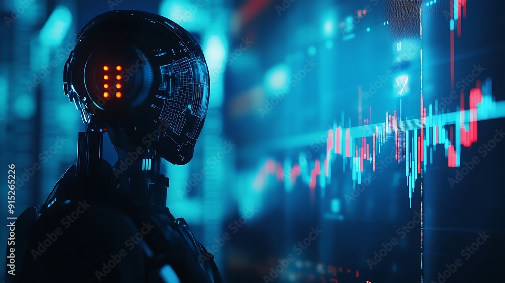 Poster ai robot analyzing financial data