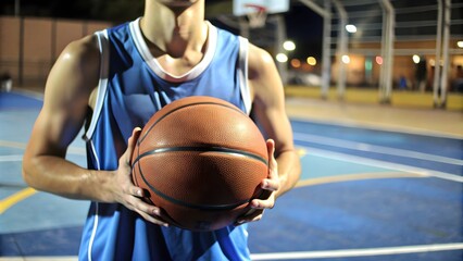 Basketball player holding ball
