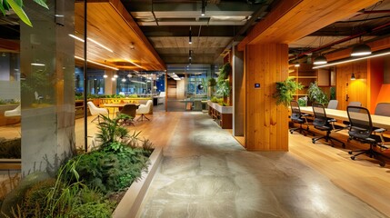 Fototapeta premium Industrial style of living room design with green wall, 3d render. AI generated illustration