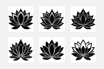 Lotus Silhouette Minimalist White Background Art Set
