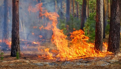 fire in the forest summer