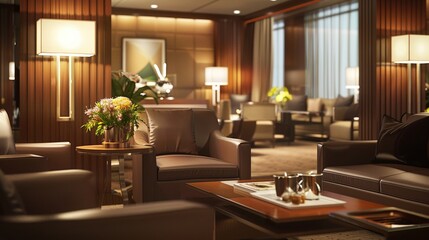 Envision the elegance of an airport's VIP lounge, where luxury amenities, gourmet meals, and personal service enhance the travel experience.