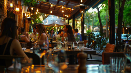 Fototapeta premium Modern Restaurant Interior with Wooden Floors and Booths