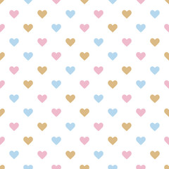 Cute Valentines Day seamless pattern pastel colors small hearts background. Romantic design for cards, fabric or baby clothes.