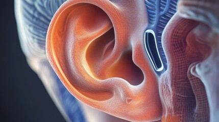 Detailed Human Ear Anatomy Showing Eardrum Structure - Medical Flat Design Illustration