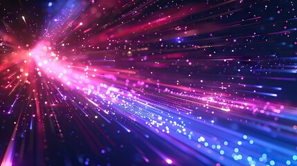 Obraz premium Abstract Background with Glowing Neon Lines in Blue and Red. AI generated illustration.