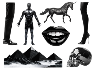 Set of black fashion objects. Ideal for collage kit.