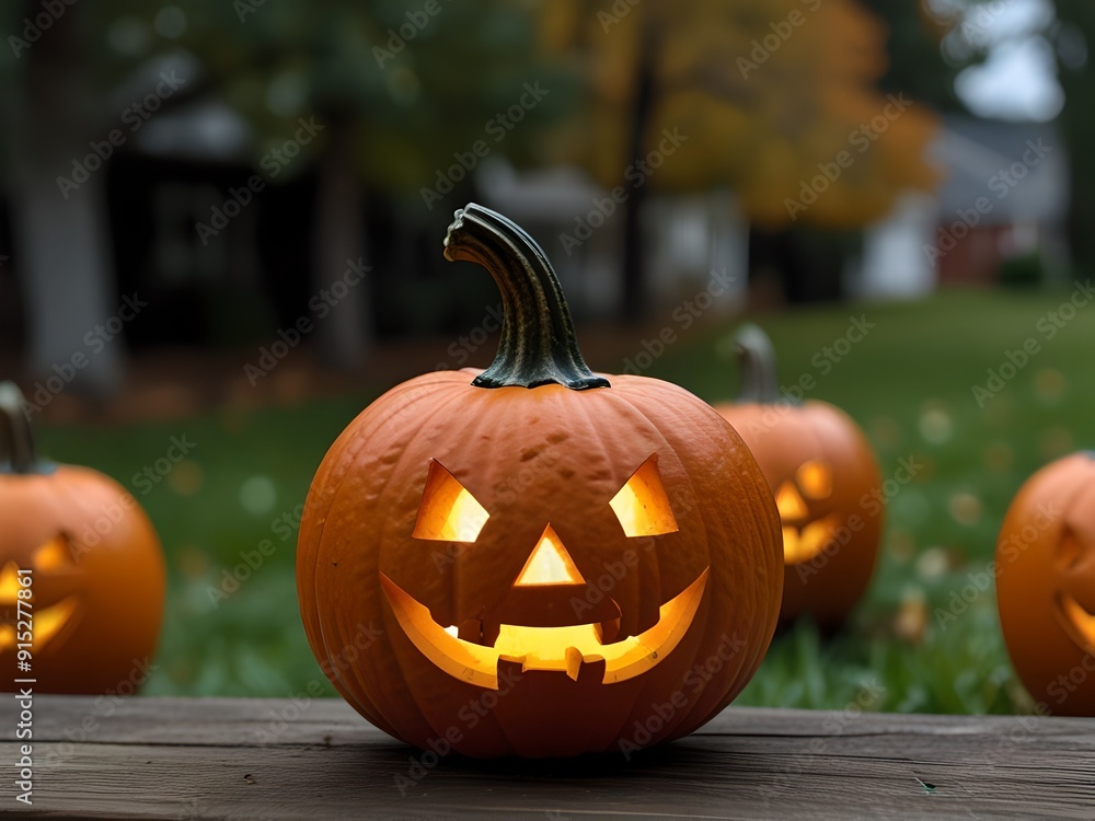 Wall mural halloween pumpkin with latern light