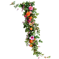 Fototapeta premium Garland Arrangement: Flowers and greenery are strung together to form a long, continuous line, bouquet flower, photograph