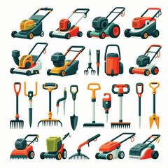 Garden trimmer set vector illustration 