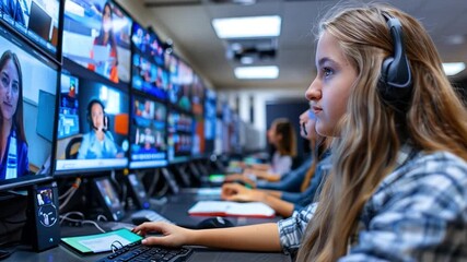 An online classroom session with a teacher and students engaged via video conferencing, representing the shift to virtual learning