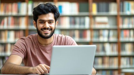 a man sitting at a table with a laptop