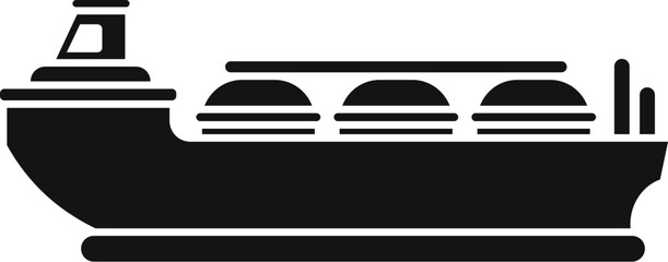 Black simple style icon of a gas carrier ship transporting liquefied natural gas