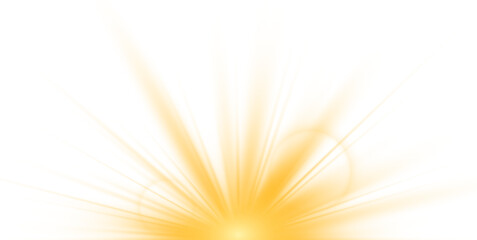 Obraz premium Transparent yellow sunlight special lens flash light effect. Sun light with glare. Golden flash png. Vector illustration for perfect effect with sparkles. Sun rays png. 