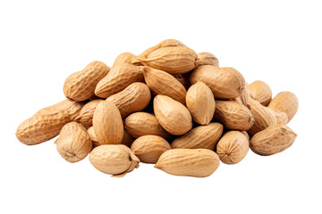 Obraz premium A Delightful Pile of Raw Unsalted Peanuts Gathered in a Bright Kitchen Setting on Transparent PNG Background.